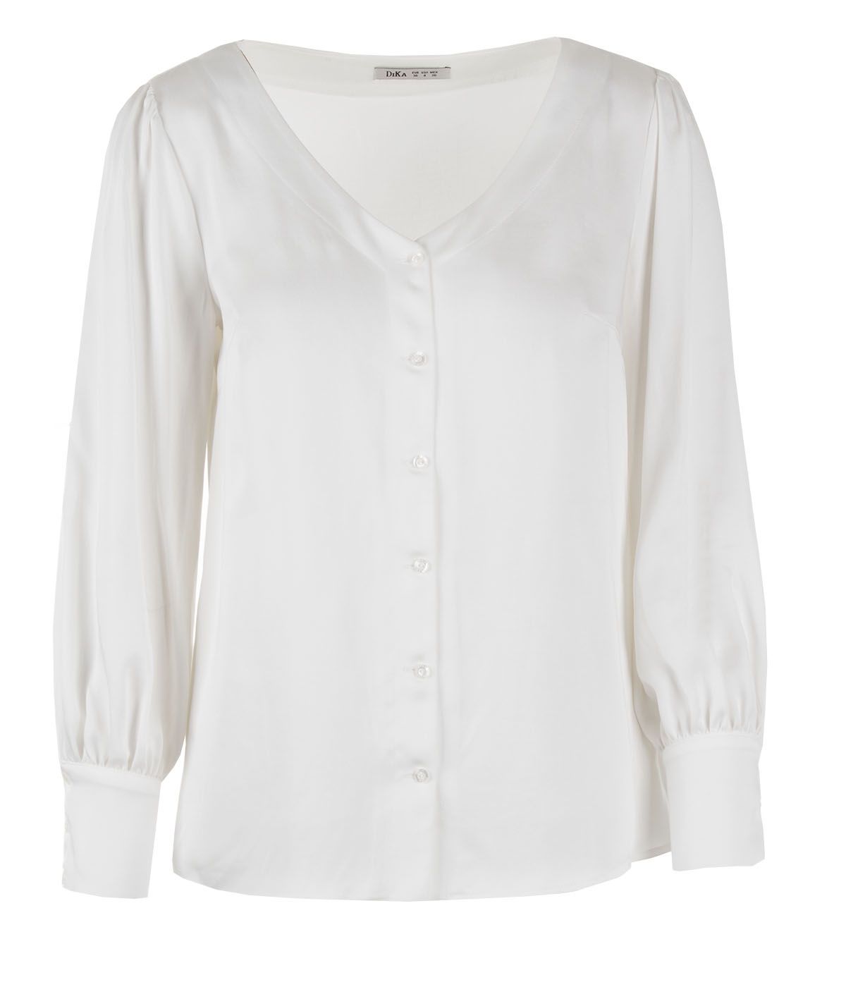 Button-down V-neck lyocell blouse 0